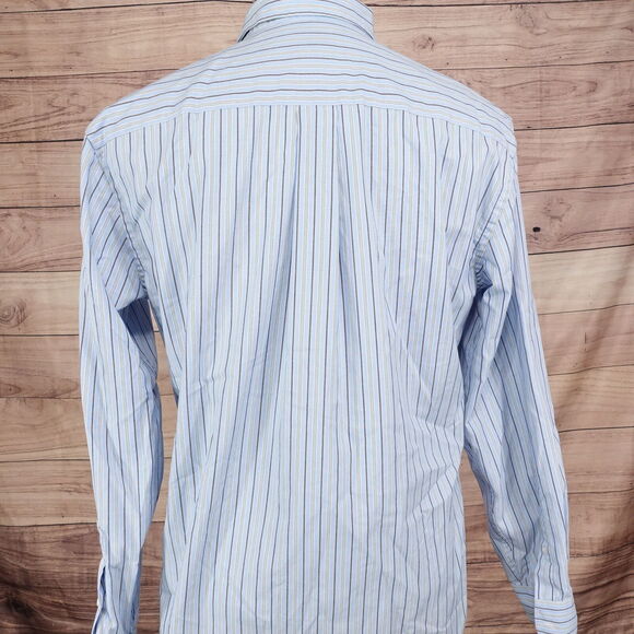 JOS A BANK CLASSIC COLLECTION TAILORED FIT BLUE STRIPED BUTTON DOWN SHIRT MENS M - Picture 4 of 6